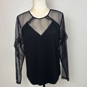 414 EUC Elegant Black Sheer Women's Top. SzL